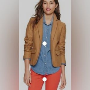 GAP Academy Blazer Wool Blend Womens Camel 3 Pockets Lined Button Up Size 4